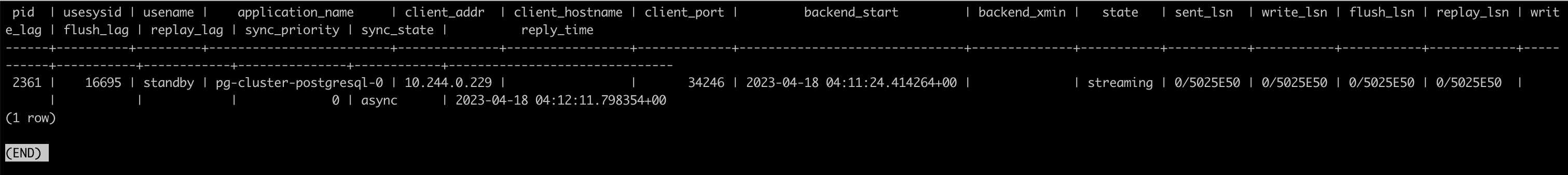 PostgreSQL 集群信息